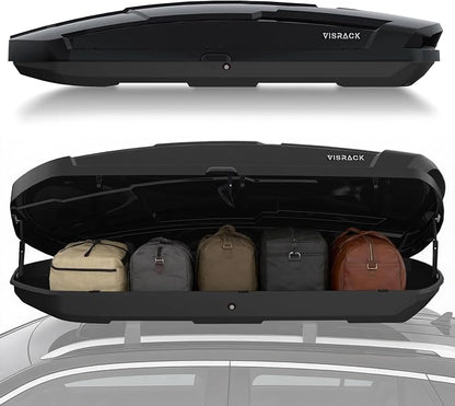 26 Cu Ft Cargo Box, Hard Shell Roof Cargo Carrier with Security Keys, 87.20" x 38.19" x 17.36" Roof Box, Dual-Sided Opening, Tool-Free Install, Black