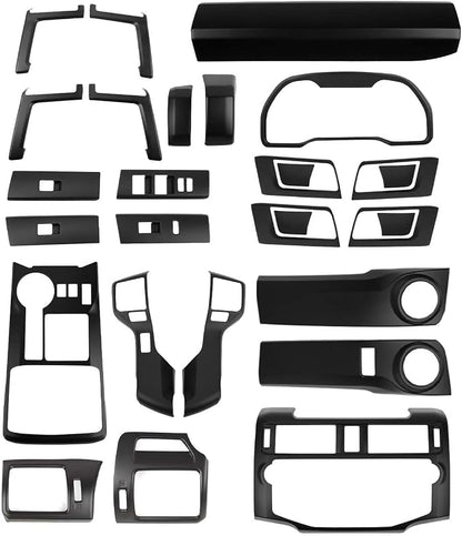 JWWY Interior Trim Kit Auto Interior Dress-Up Kit Decor Set Center Console Gear Shift Dashboard Panel Cover Trim for 2010-2019 Toyota 4runner Interior Accessories, ABS Matte Black 28pcs