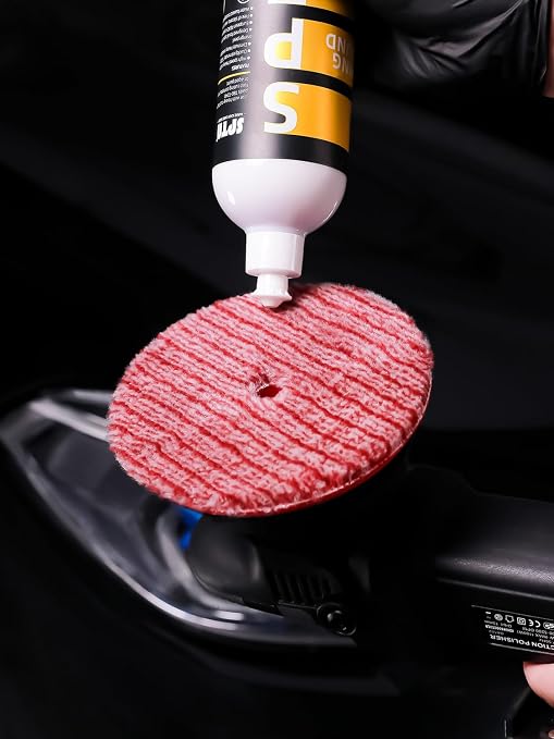 SPTA Wool Polishing Pads, 2Pcs 6 Inch (150mm) Wool Cutting Pad, Short Hair Wool Buffing and Polishing Pad Set, Wool Buffing Wheel for Heavy Cut for 6 Inch Car Polisher Polishing, Buffing and Cutting