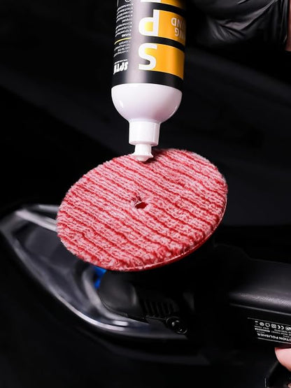 SPTA Wool Polishing Pads, 2Pcs 6 Inch (150mm) Wool Cutting Pad, Short Hair Wool Buffing and Polishing Pad Set, Wool Buffing Wheel for Heavy Cut for 6 Inch Car Polisher Polishing, Buffing and Cutting