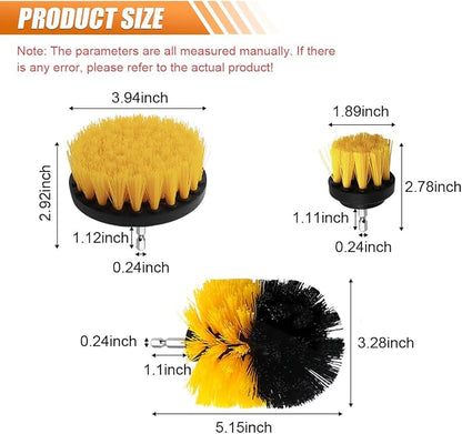 3PCS Car Detailing Drill Brush Set, Car Interior Power Scrubber Brush, Wheel Cleaner Drill Brush, Car Wash Cleaning Kit for Floor, Grout, Car Mats, Tub, Tile, Bathroom, Carpet (Yellow)