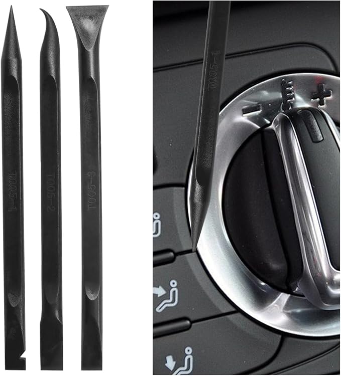 3PCS Plastic Scraper Tool - Multi-Purpose Non-Scratch Scrapers Cleaning Tool for Tight Spaces - Pen-Shaped Label Sticker Remover Scraper for Car Detailing Kitchen Crevices Gaps (Black)
