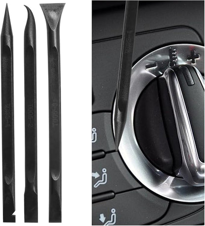 3PCS Plastic Scraper Tool - Multi-Purpose Non-Scratch Scrapers Cleaning Tool for Tight Spaces - Pen-Shaped Label Sticker Remover Scraper for Car Detailing Kitchen Crevices Gaps (Black)