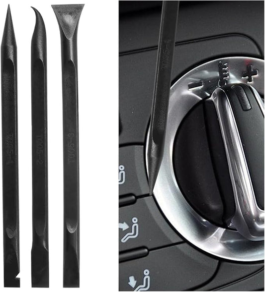 3PCS Plastic Scraper Tool - Multi-Purpose Non-Scratch Scrapers Cleaning Tool for Tight Spaces - Pen-Shaped Label Sticker Remover Scraper for Car Detailing Kitchen Crevices Gaps (Black)