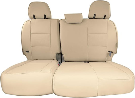 FH Group Custom Fit Car Seat Covers Specifically Made for 2011-2020 Toyota Sienna 7 Passenger, Car Seat Cover 3rd Row, Automotive Seat Covers in Solid Beige Faux Leather, Waterproof and Washable