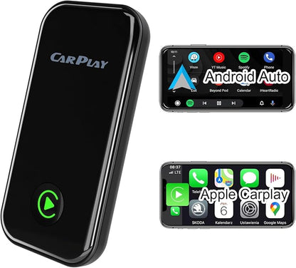 2-in-1 CarPlay Android Auto Wireless Adapter, Plug and Play, No Delay,Plug & Play,CarPlay Converter Dongle for Apple Wired CarPlay Cars & for iPhone iOS 10+, USB & USB C