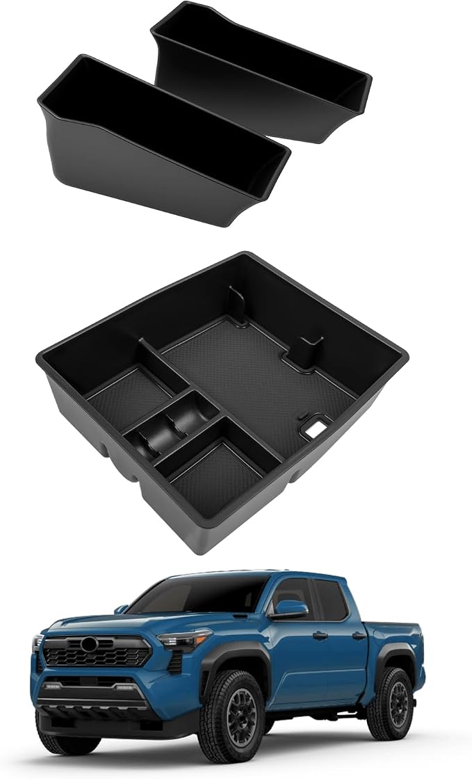 Console Organizer Door Trays Fit for 2024 2025 2026 Toyota Tacoma Center Console Storage Front Door Handle Insert Compatible with Tacoma Interior Accessories Armrest Box, 3PCS