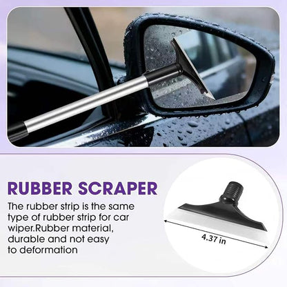 Purple Windshield Cleaner Tool, Car Interior Cleaning Kit with Extendable Handle and 3 Reusable Microfiber Pads, Auto Glass Wiper and Detailing Brush Kit for Car & Home Window