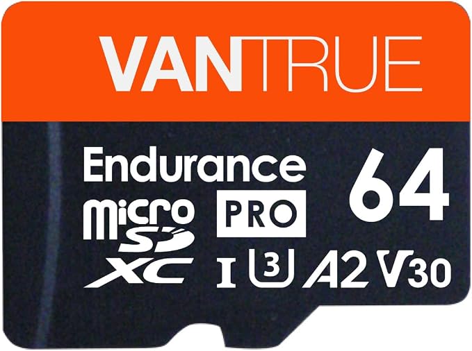 Vantrue 64GB microSD Card with Adapter, U3 UHS-I High Speed SD Card for Dash Cams & Home Security System Video Cameras