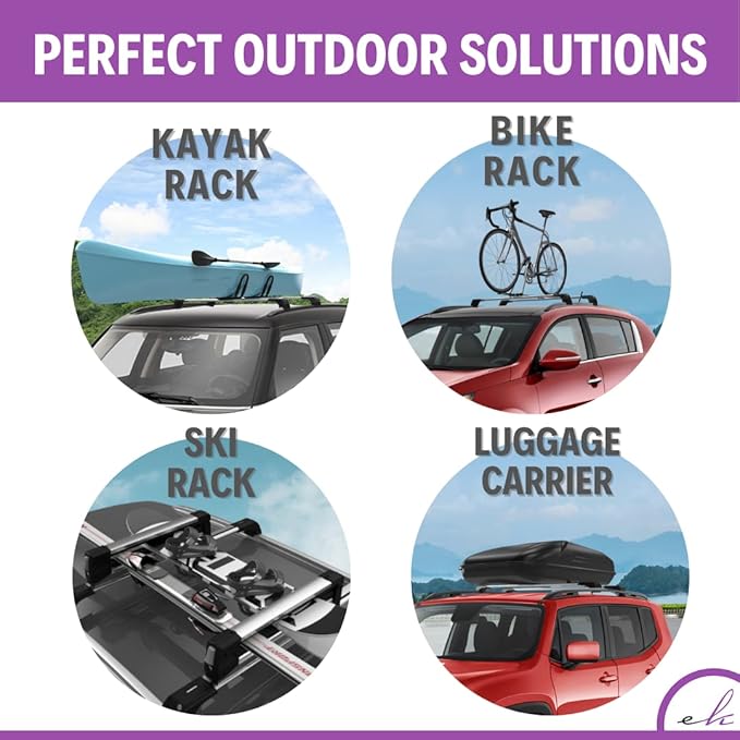 ERKUL Roof Rack Cross Bars for Mitsubishi Outlander 2014-2021 (Not fit for Outlander Sport) | Lockable Aluminum Crossbars for Rooftop | Compatible with Flush Rails - Black