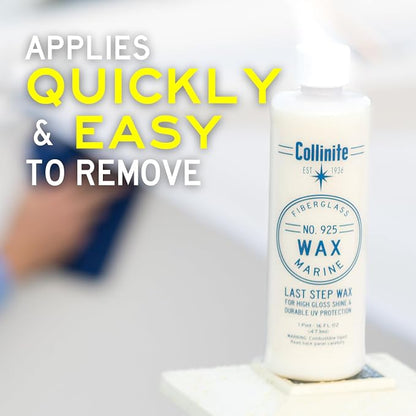 Collinite 925 Wax- Marine/RV Carnauba + Polymer Wax Sealant for Long-Lasting Fiberglass Protection. Easy to Apply+DA Friendly. Prevents Oxidation + Provides High Gloss Shine+UV Protection (16 fl oz)