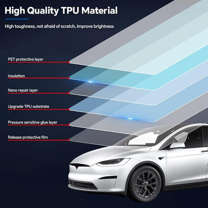 for Tesla Model X 2022-2025 TPU Anti-Scratch Car Paint Protection Film,Precut Front Bumper 8.5Mil Clear Self-Adhesive Invisible Waterproof PPF Film,for Tesla External Protective Accessories