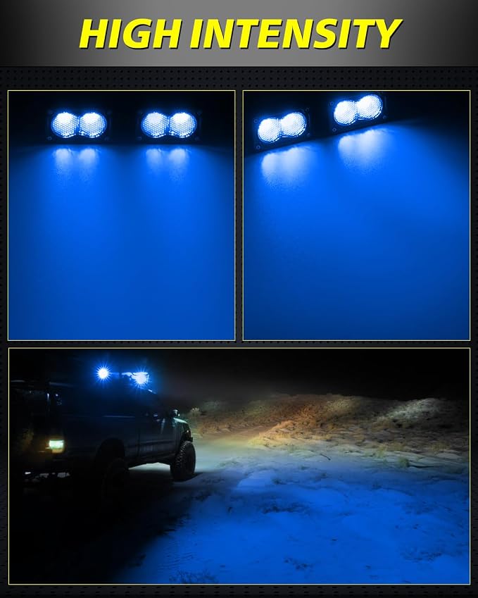 Blue LED Pods, AKD Part 3" 40W Diffused CREE LED Pod Lights Blue Boat Light Bars Fishing Chase Emergency Safety Signal Trailer Lights for Boat Truck Pickup Tractor Van UTV