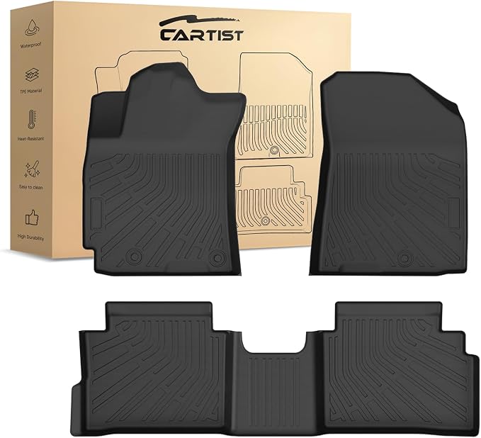 Cartist Floor Mats Custom Fit for Kia Forte 2019-2024 All Weather Floor Liners for Forte Accessories, 1st & 2nd Row, Heavy Duty TPE Waterproof