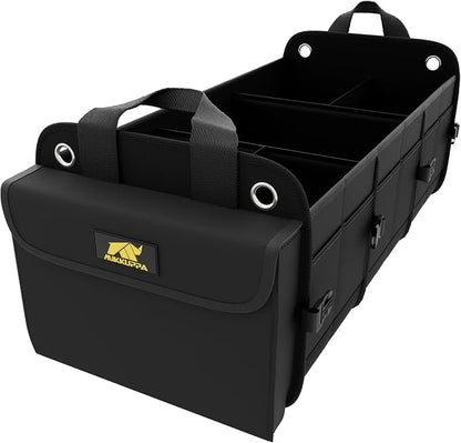 MIKKUPPA Car Trunk Organizer - 100L Large Car Organizer, 1680D Oxford Collapsible Suv Trunk Storage with 2 Adjustable Straps for Auto, Truck, Suv (Black)