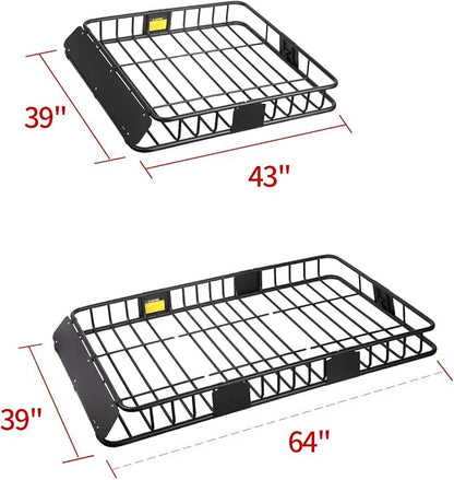 Leader Accessories Roof Rack Cargo Basket Set, Car Top Luggage Holder 64"x 39" + Waterproof Rooftop Cargo Carrier Bag