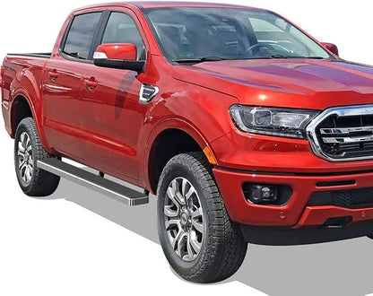 APS Running Boards (Nerf Bars Side Steps Step Bars) Compatible with Ford Ranger 2019-2026 SuperCrew Cab 4-Door (Silver 5in 304 Stainless Steel)
