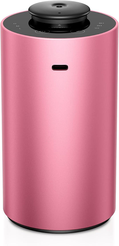 Airversa Waterless Essential Oil Diffuser for Home Aromatherapy Scent Diffusers with 3 Countdown Timer Settings or Timer-Off, 3 Mist Levels for Car Room Studio Office, ANX Premium Metal Red Pink