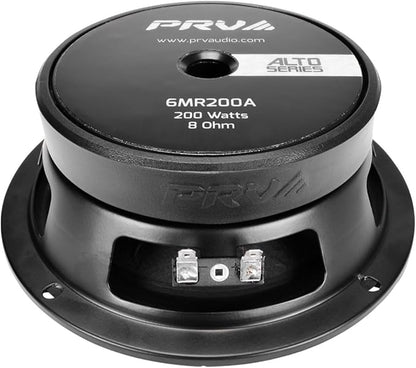 PRV AUDIO 6.5 Inch Shallow Midrange Speaker, 6MR200A, 200 Watts, 8 Ohm Shallow Mount Car Audio Slim Speaker, 1.5 in Voice Coil, Compact for Doors (Single)