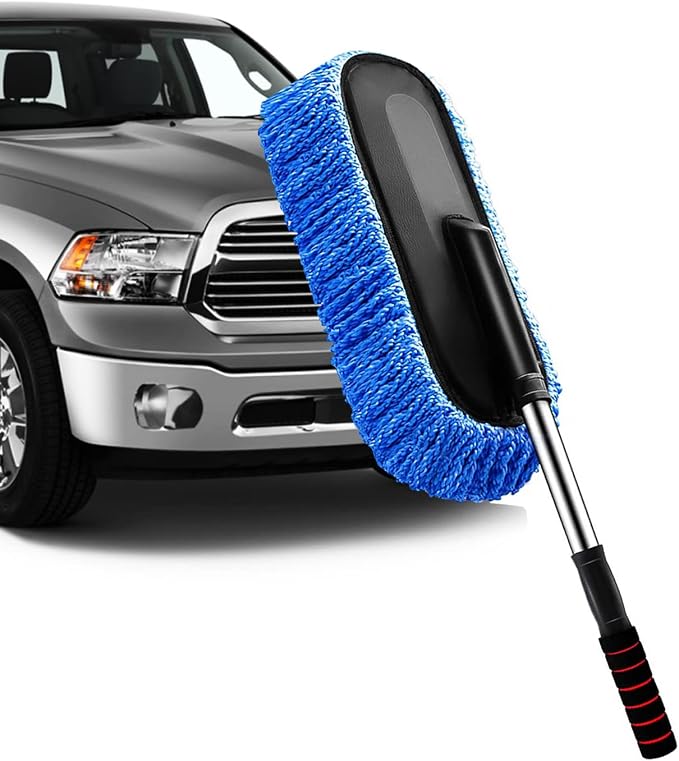 YeewayVeh Car Duster Exterior Scratch Free Microfiber Car Cleaning Brush, Extendable Handle Pollen and Dust Brush for Truck, SUV, Vehicles and Home Cleaning, Blue