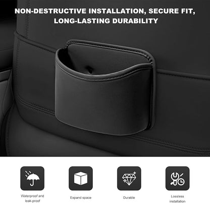 Car Trash Can, Clip On Garbage Organizer Multifunctional Car Door Hanging Container, Waterproof Leather Trash Bin Universal Interior Storage Box for Vehicle Home Office (Black)