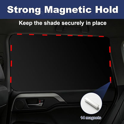 XCBYT Magnetic Car Window Shades for Rear Side Windows, 2 Pack Blackout Sun Shades, 100% Light Blocking UV & Heat Protection Car Curtains with Mosaic Pattern for Travel & Daily Use