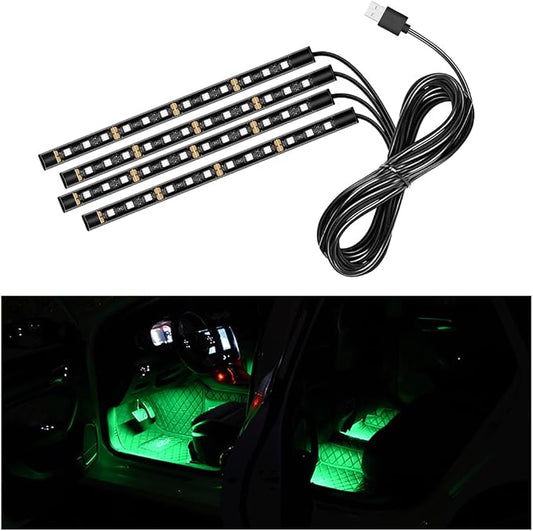 Ohleats Car LED Strip Light, 48 LED RGB Auto Interior Atmosphere Lights, Cigarette Lighter Under Dash Ambient Night Light, Interior Lamp Lighting Kit (Green, USB)
