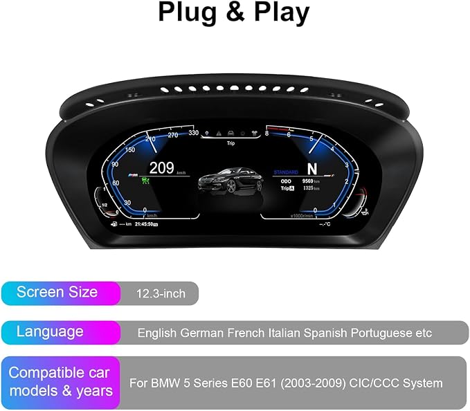 Speedometer Instrument for BMW E70 E71 2006-2013 CCC CIC，12.3 inch Linux System Original Car Information Display Digital Cluster Dashboard Screen