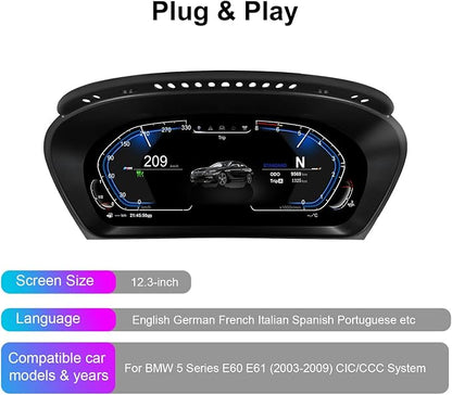 Speedometer Instrument for BMW E70 E71 2006-2013 CCC CIC，12.3 inch Linux System Original Car Information Display Digital Cluster Dashboard Screen