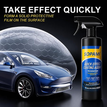 Sopami Car Coating Spray,Quick Effect Coating Agent,Quickly Coat Car Wax | Car Scratch Wax Polish Spray Waterless Wash,Oil Film Emulsion Glass Cleaner with towel (3 pcs)