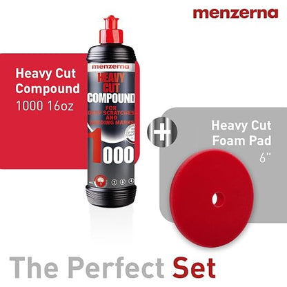 menzerna Deep Scratch Remover Kit I Car polishing Set with Menzerna Heavy Cut 1000 (16oz) and 6 Inch Polishing Pad I Deep Scratch Remover Kit for All Types of Vehicles