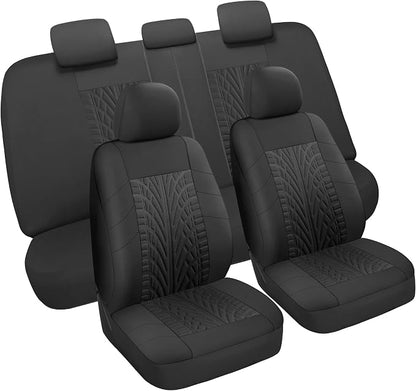 VarCozy Car Seat Covers Full Set, Front & Split Rear Bench for Car, Universal Cloth SUV, Sedan, Van, Automotive Interior Covers, Airbag Compatible