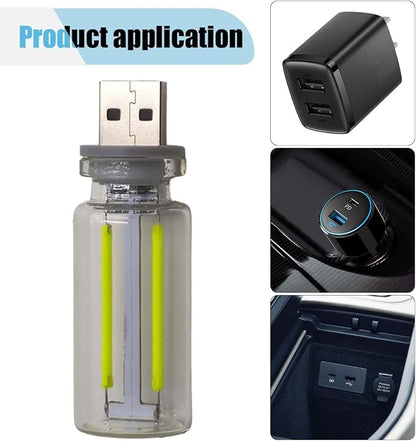USB LED Interior Atmosphere Light, Plug-in USB Ambient Retro Lighting, Mini LED Car Interface Charging Night Light for Bedroom, Hallway (Green)