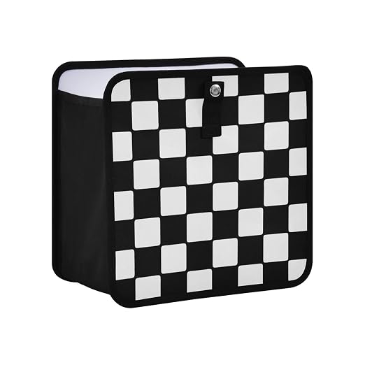 Car Trash Can Car Organizer Car Garbage Can with Adjustable Strap for Back Front Seat Console Waterproof Leakproof Collapsible Portable 11 Inch Checkerboard