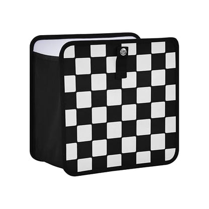 Car Trash Can Car Organizer Car Garbage Can with Adjustable Strap for Back Front Seat Console Waterproof Leakproof Collapsible Portable 11 Inch Checkerboard