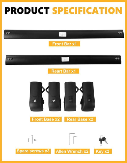 Tuyoung 300lbs Roof Rack Cross Bars Compatible with Subaru Ascent 2019-2026 with Raised Side Rails, Heavy Duty Anti-Theft Lockble Aluminum Roof Rails Crossbars Rooftop Luggage Racks Carrier