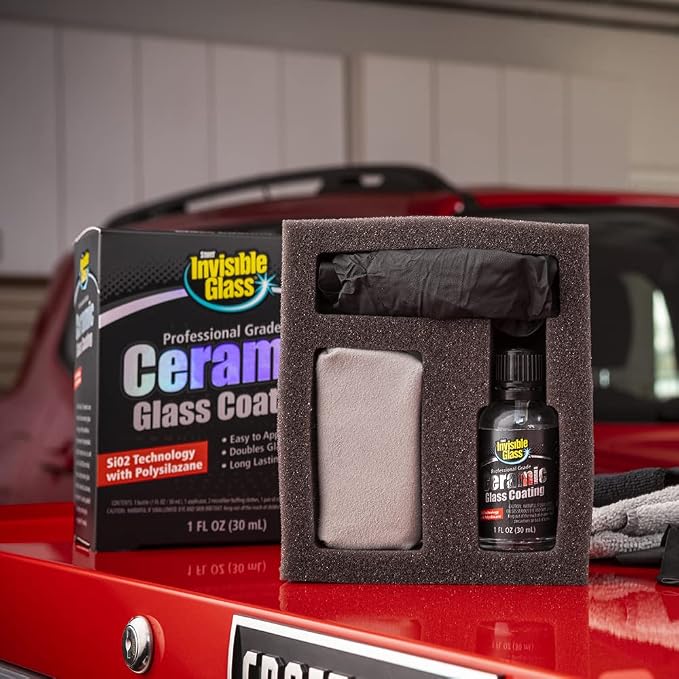 Invisible Glass 95151 Ceramic Glass Coating Kit – Long-Lasting, Rain Repellent & Hydrophobic Protection for Automotive Glass Windshields – Scratch & Weather Resistant – Quick, Easy Application – 30 mL
