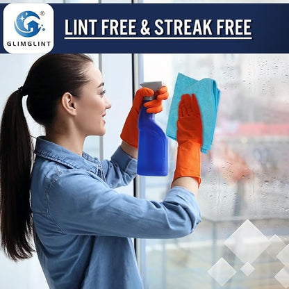 GLIMGLINT Microfiber Cleaning Cloth,12PK Reusable Cleaning Rags, Highly Absorbent Shop Rags Bulk, All-Purpose Car Cleaning Towels for TV Screen, Kitchen, Restaurant Garage, 14"X12", Multicolor
