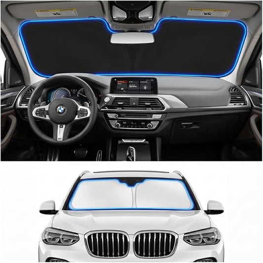 for 2018-2024 2025 2026 BMW X3 Windshield Sun Shade - Foldable Windshield Sunshade Cover Front Window Shade Custom Fit X3 Accessories Sun Visor Protector Blocks UV Rays