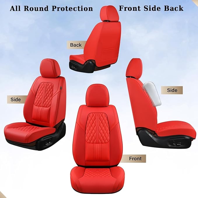 Coverado Car Seat Covers Full Set, Automotive Front and Rear Seat Covers with Backrest, Nappa Leather Car Seat Protectors Waterproof, Universal for Most Vehicles