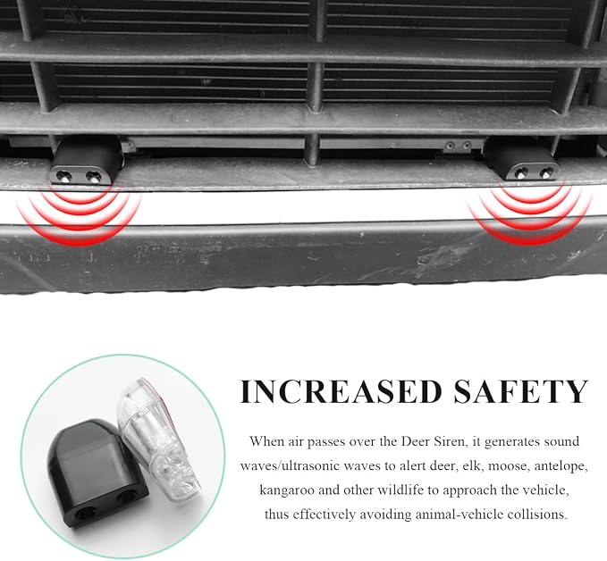 4 PCS Deer Whistles for Car, Deer Warning Whistle Wind Activated Safety Alert with Adhesive Tape, Animal Alert Device Avoid Collision for Sedans Trucks Motorcycles, Car Accessories (Black)