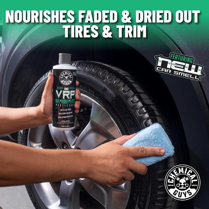 Chemical Guys VRP Vinyl, Rubber and Plastic Protectant, Super Shine Dressing for Tires, Trim and More, Safe for Cars, Trucks, SUVs, & More (16 Fl oz) - New Car Scent