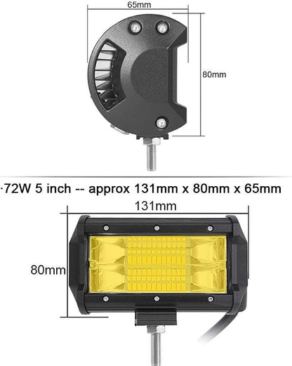 Willpower LED Light Bar 2Pcs 5 inch 72W Amber LED Work Light Flood Beam for Jeep Trucks Tractor 4X4 Boat Off Road Auto Fog Driving Lamp 12V 24V Waterproof IP67
