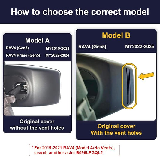 Fitcamx Front 4K+Rear 1080P Dash Cam Adapts for Toyota RAV4 2022-2025 (Model B/with Vents on Cover), Integrated OEM Look, WiFi & APP, Dual HD Video, Loop Recording, G-Sensor, Easy to Use, 128GB Card