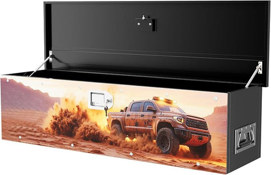 Truck Bed Tool Box, Truck Toolbox compatible with Tacoma, 38.5 x 11.6 x 9.6 Inches, Alloy Steel, Lockable, Weathertight, Flip Top, Pickup Truck Storage