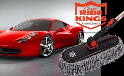 Car Duster Grey Set-Stocking Stuffers Gifts for Men Women-Microfiber Multipurpose Duster,Interior & Exterior Cleaning Tools,Dashboard Detailing Brush,Scratch Free with Extendable Handle,2 Packs