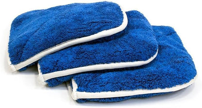Autofiber Double Flip Microfiber Rinseless Wash Towel - 8 inch x 8 inch - Pack of 3, Blue