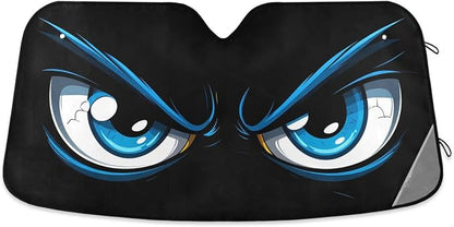 Evil Blue Eyes Windshield Sun Shade for Car Auto SUV Truck Foldable Front Window Sunshade Sun Visor Protector Block UV Rays Reflect Heat, 55" x 28"