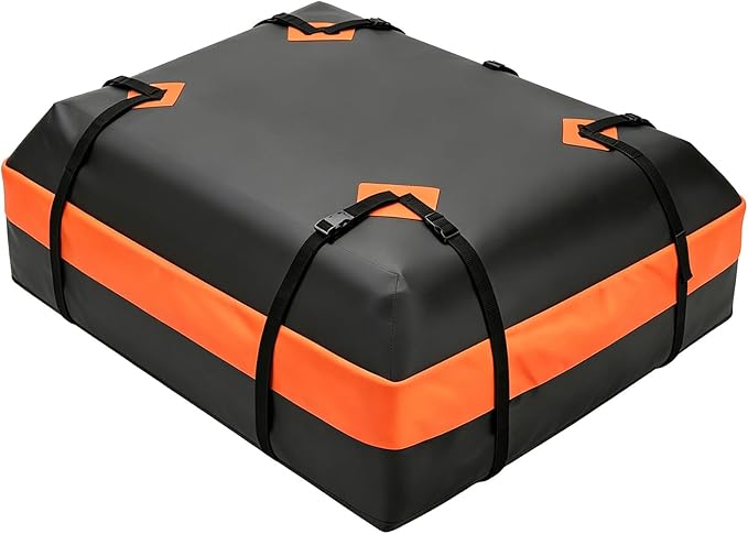 DUMOS Car Rooftop Cargo Carrier 15 Cubic Feet, Car Roof Waterproof PVC Bag, with Anti-Slip Mat, Combination Luggage Lock, Reinforced Straps & Door Hooks, Fit Vehicles with/Without Roof Racks