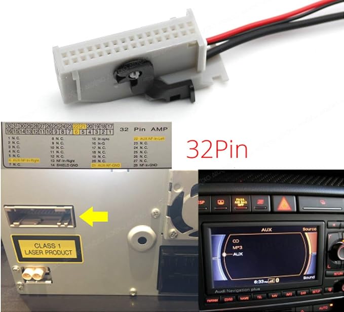 Bluetooth Adapter Audio Aux Input Cable Compatible with Audi RNS-E Navigation Plus A8 TT R8 A3 A4 A6 32-pin